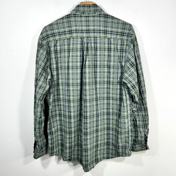 Carhartt Button Down Plaid Shirt Mens L 16.5 x 32 Fort Green Long Sleeve - Picture 2 of 8